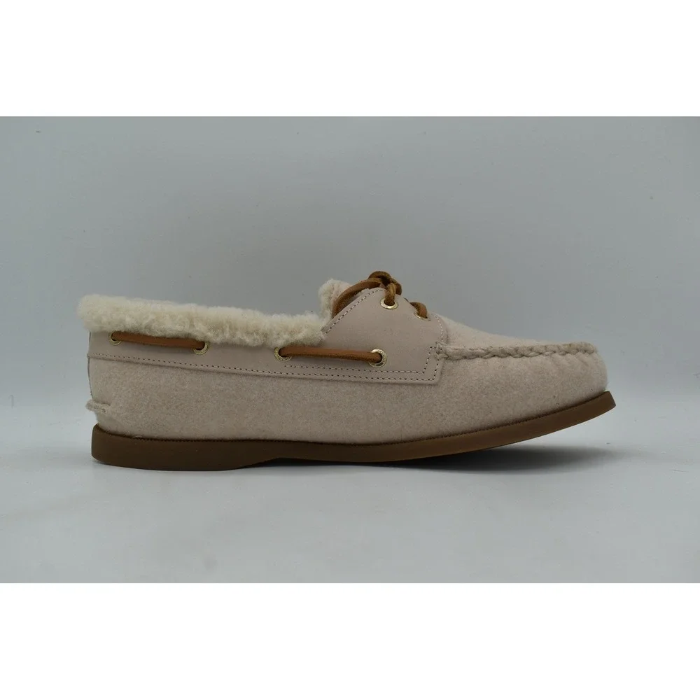 Sperry Women Size 10 AO 2 Eye Lined Faux Shearling Light Pink Suede Boat Shoes